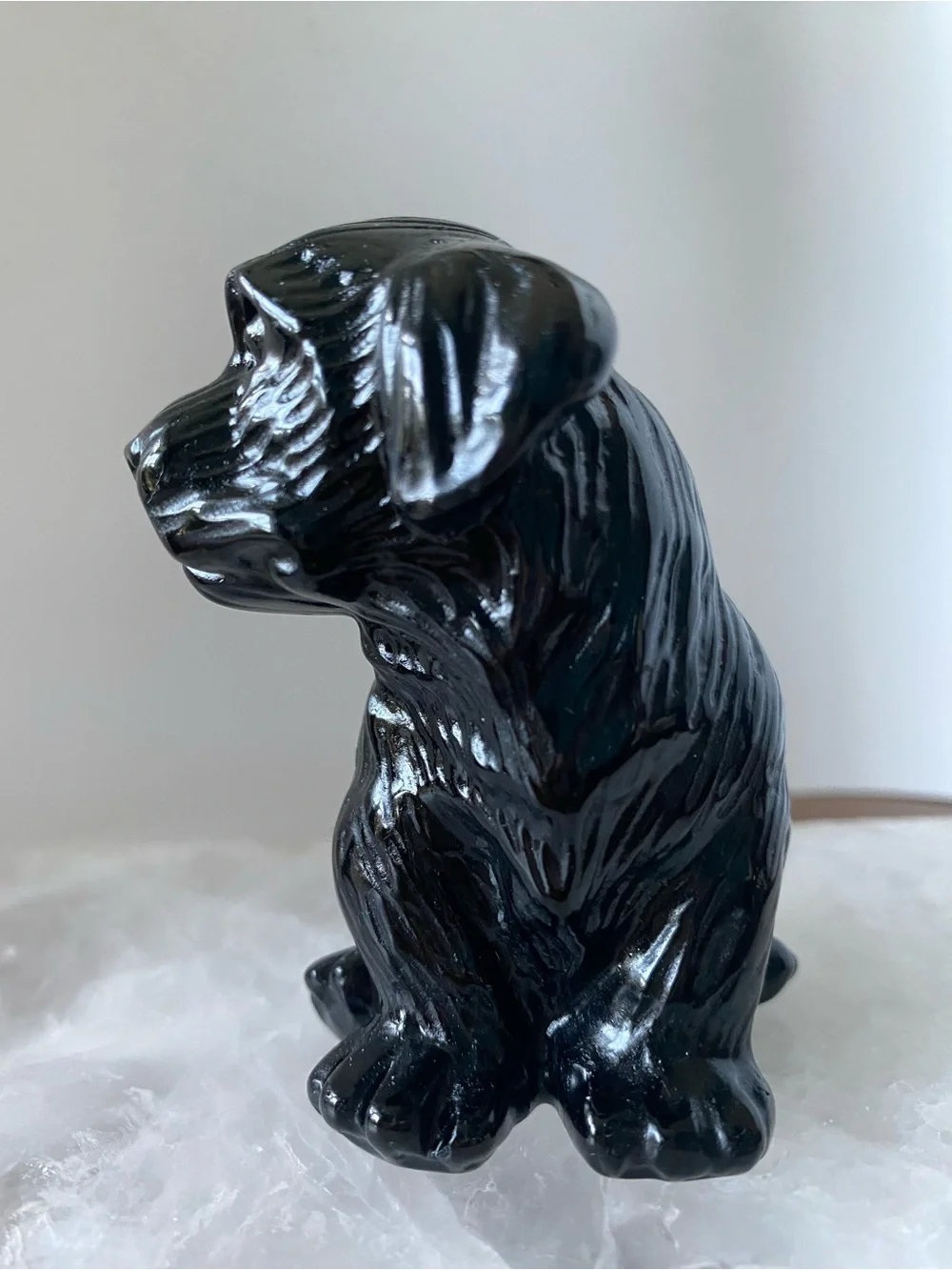 Black Obsidian Puppy Crystal Figurine - Picture 6 of 9